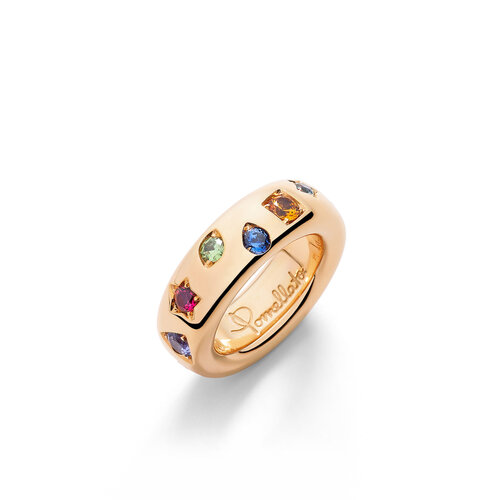 Pomellato Iconica Slim ring in roségoud met diverse kleurstenen Leon Martens Juwelier