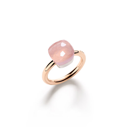 Pomellato Nudo Classic ring in rosé- en witgoud met rozenkwarts Leon Martens Juwelier