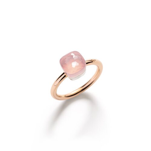 Pomellato Nudo Petit ring in rosé- en witgoud met rozenkwarts Leon Martens Juwelier