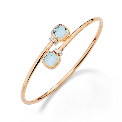 Pomellato Nudo Mini armband in rosé- en witgoud met blauwe topaas en diamanten Leon Martens Juwelier