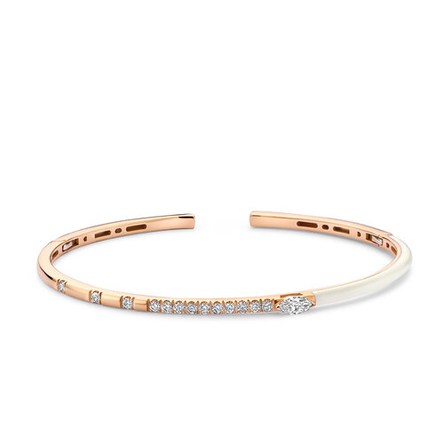 Leon Martens armband in roségoud wit geëmailleerd met diamanten Leon Martens Juwelier