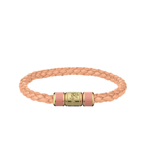Chopard Signature armband in peach lamsleder met verguld staal Leon Martens Juwelier