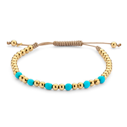 Leon Martens macramé armband met geelgoud en turkoois Leon Martens Juwelier