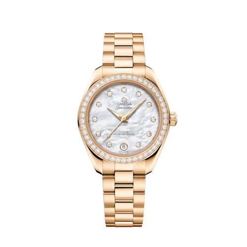 Omega  Seamaster Aqua Terra 150M Co-Axial in geelgoud met diamanten Leon Martens Juwelier
