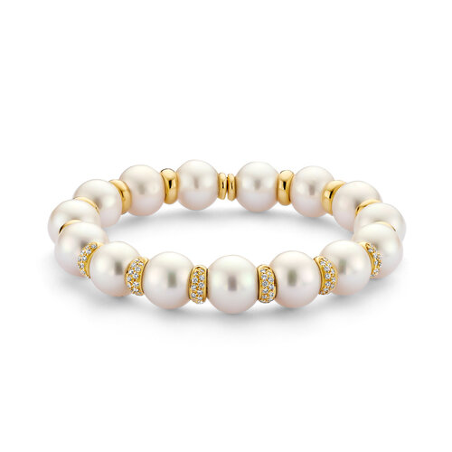 Leon Martens armband in geelgoud met zoetwaterparels en diamanten Leon Martens Juwelier