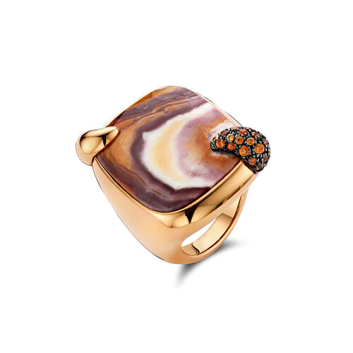 Pomellato Crazy Masala Ritratto ring in roségoud met jaspis en mandarijn granaat Leon Martens Juwelier