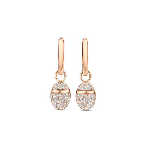 Scarabeo oorsieraden met hangers in roségoud met diamanten Leon Martens Juwelier