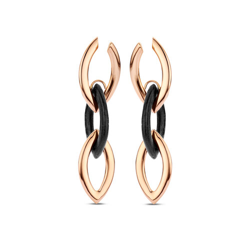 Leon Martens Colours oorsieraden in roségoud met ebbenhout Leon Martens Juwelier