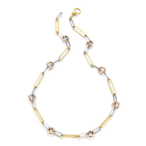 Leon Martens Essentials schakelcollier in geel-, rosé- en witgoud Leon Martens Juwelier