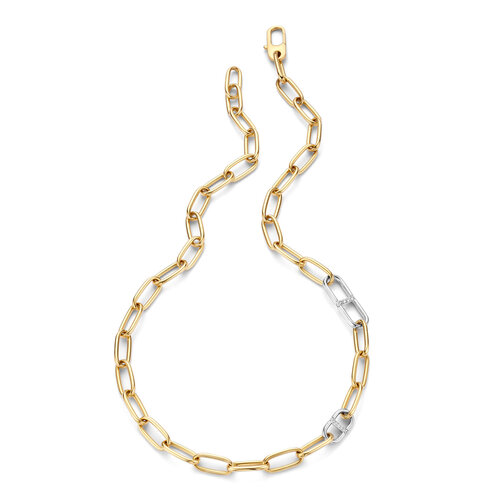 Leon Martens Essentials schakelcollier in geel- en witgoud met diamanten Leon Martens Juwelier