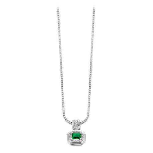 Leon Martens Diamonds collier met hanger in witgoud met smaragd en diamanten Leon Martens Juwelier