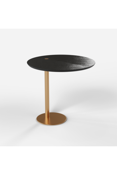 LUCA end table brushed gold oaked wood top