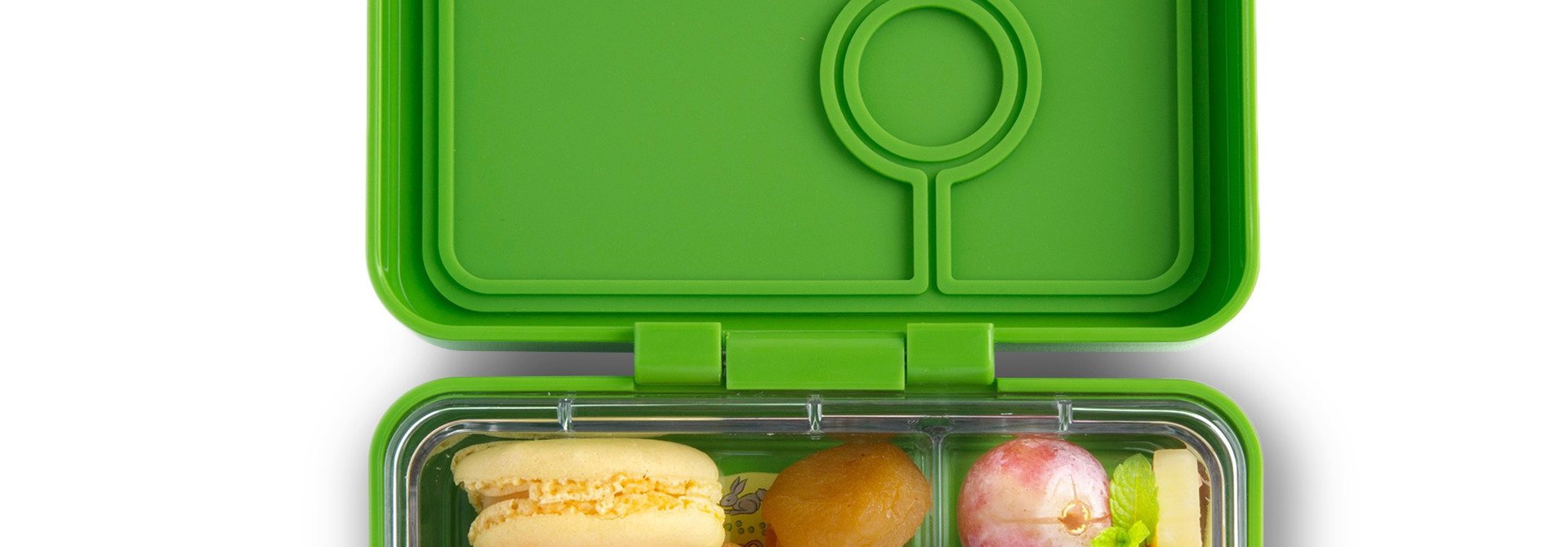 Yumbox MiniSnack - lekvrije Bento box lunchbox - 3 vakken - Congo groen / Toucan tray