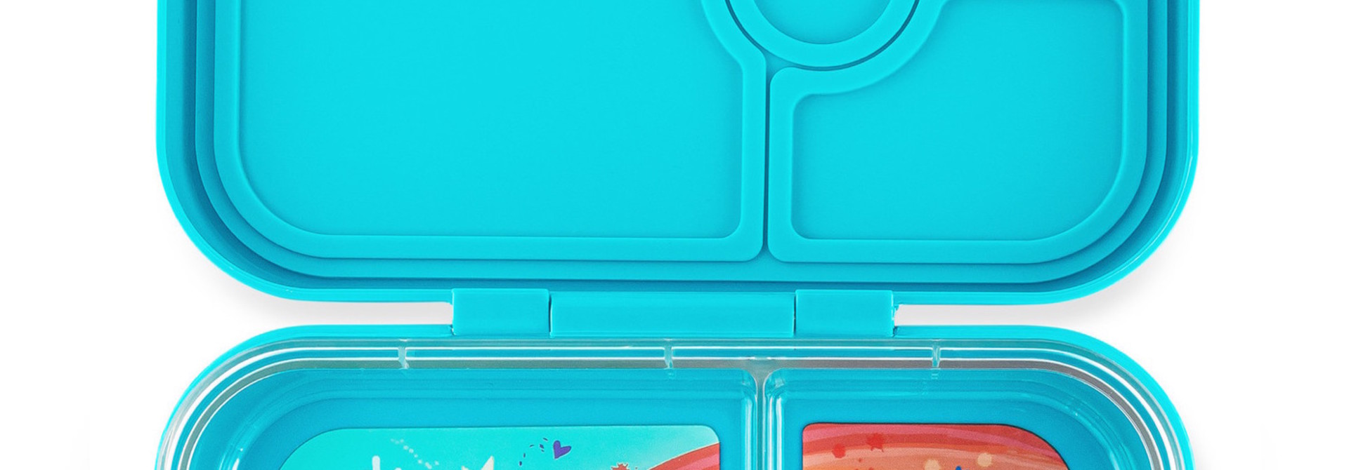 Yumbox Leakproof Sandwich friendly Bento box - Panino 4-sections Eighties aqua / Rainbow tray