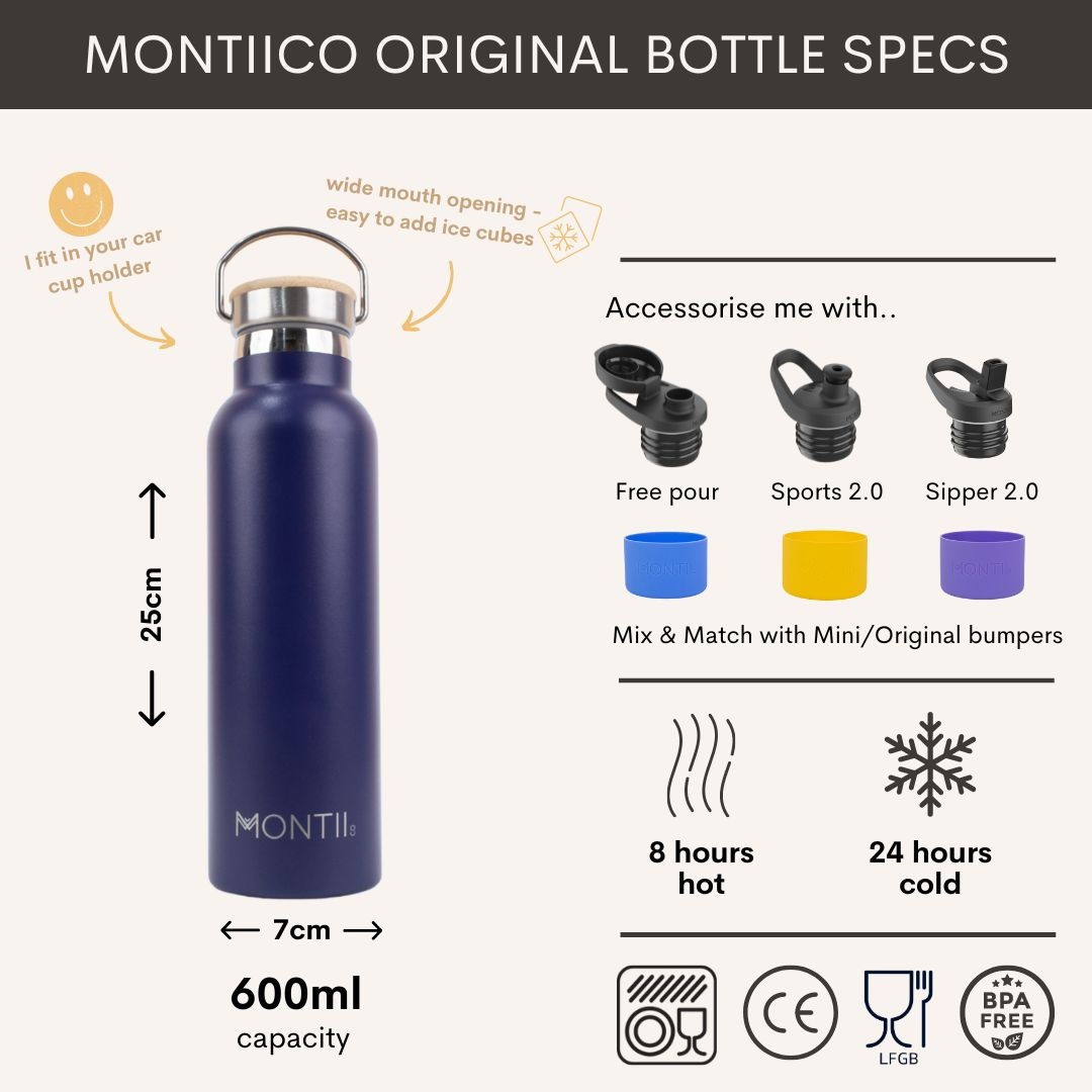 MontiiCo Original Thermos Bottle - Stainless Steel - Cobalt Blue - 600ml-2