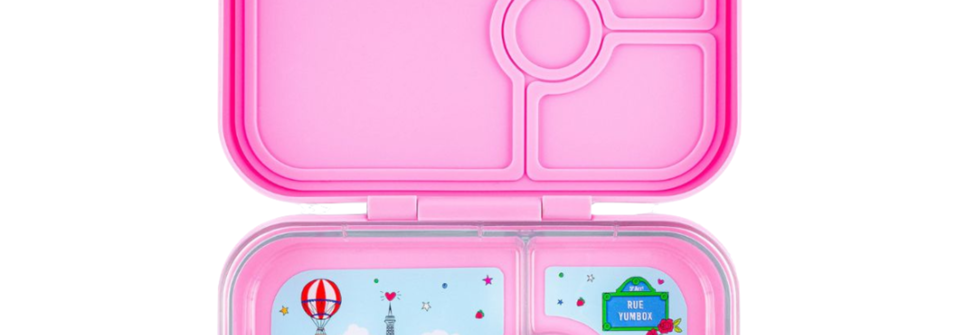 Yumbox Panino - Leakproof Sandwich friendly Bento box - 4-sections - Fifi Pink / Paris je t'aime tray