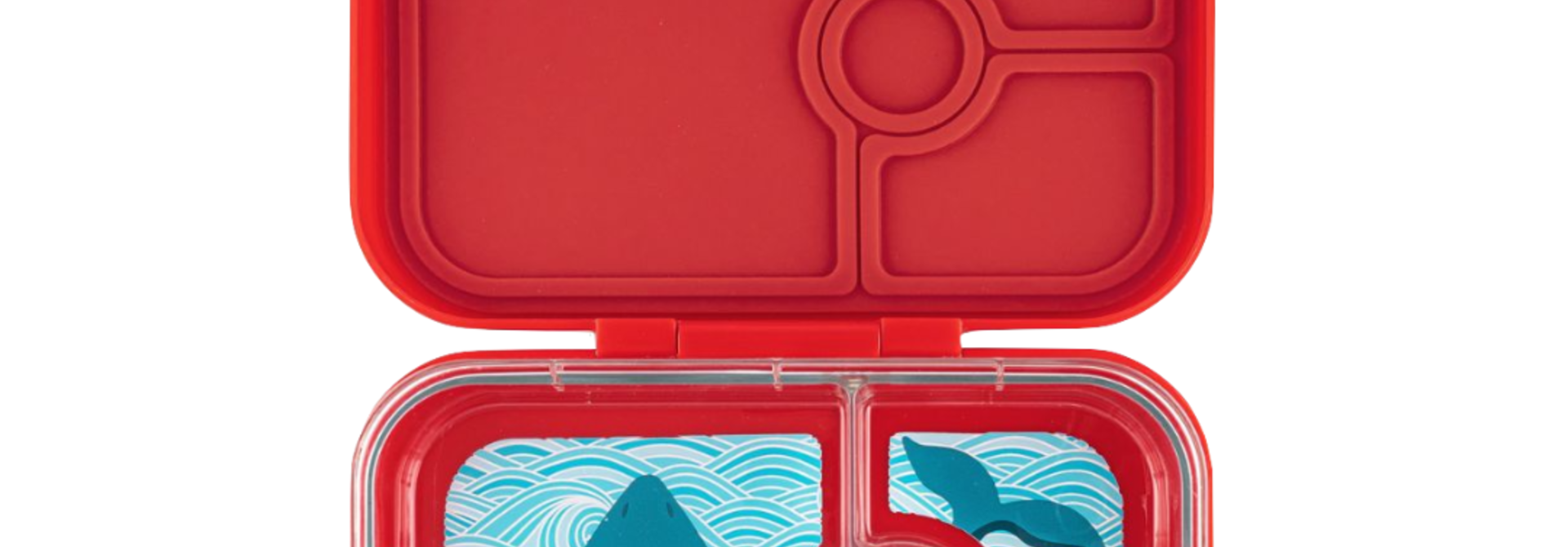 Yumbox Leakproof Sandwich friendly Bento box - Panino 4-sections Wow Red / Shark tray