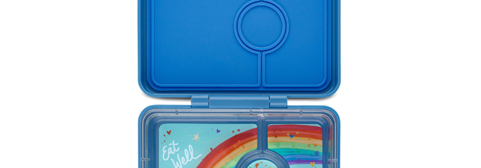 Yumbox Snack size Bento box 3-sections Sky Blue Clouds / Rainbow tray
