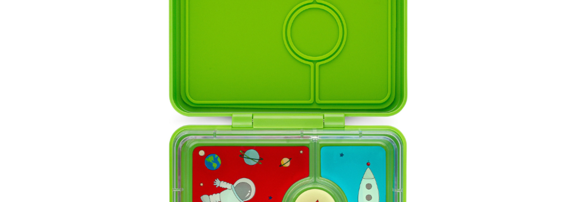 Yumbox Snack size Bento box 3-sections Lime Green / Rocket tray