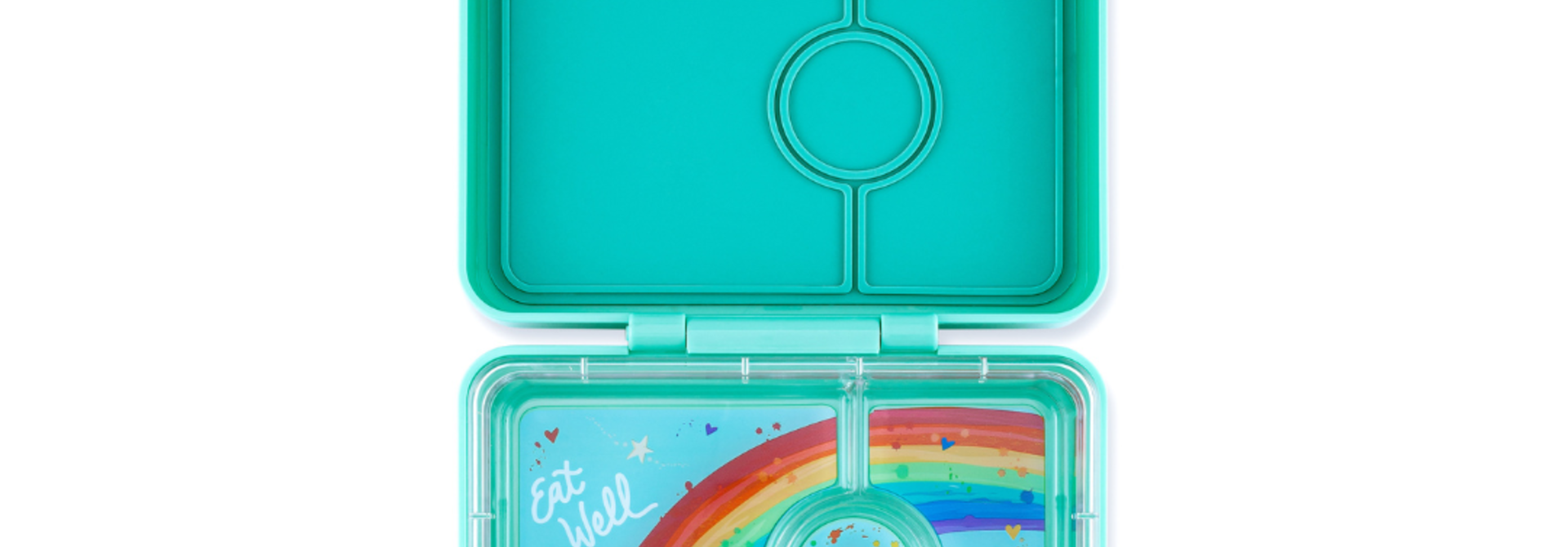 Yumbox Snack - lekvrije Bento box lunchbox - 3 vakken -Tropical Aqua / Rainbow tray