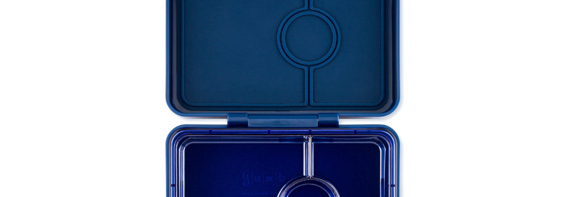 Yumbox Snack size Bento box 3-sections Monte Carlo Blue / Navy clear tray