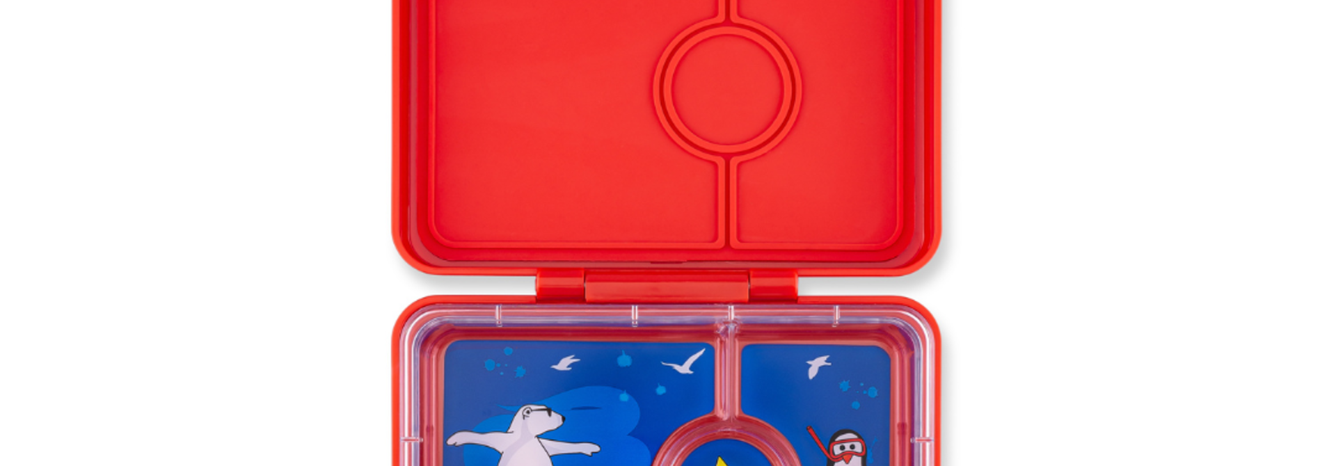 Yumbox Snack size Bento box 3-sections Roar Red / Polar Bear tray
