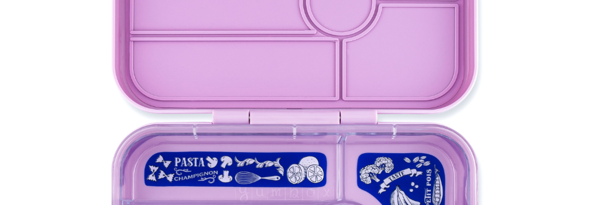 Yumbox Tapas XL - leakproof Bento lunchbox - 5 sections - Seville Purple / Bon Appetit tray