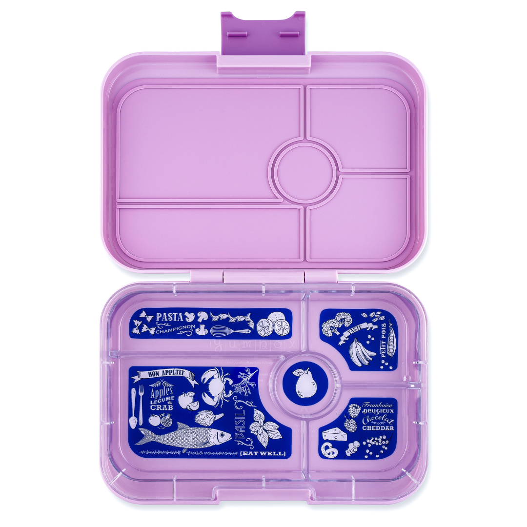 Yumbox Tapas XL - leakproof Bento lunchbox - 5 sections - Seville Purple / Bon Appetit tray-1