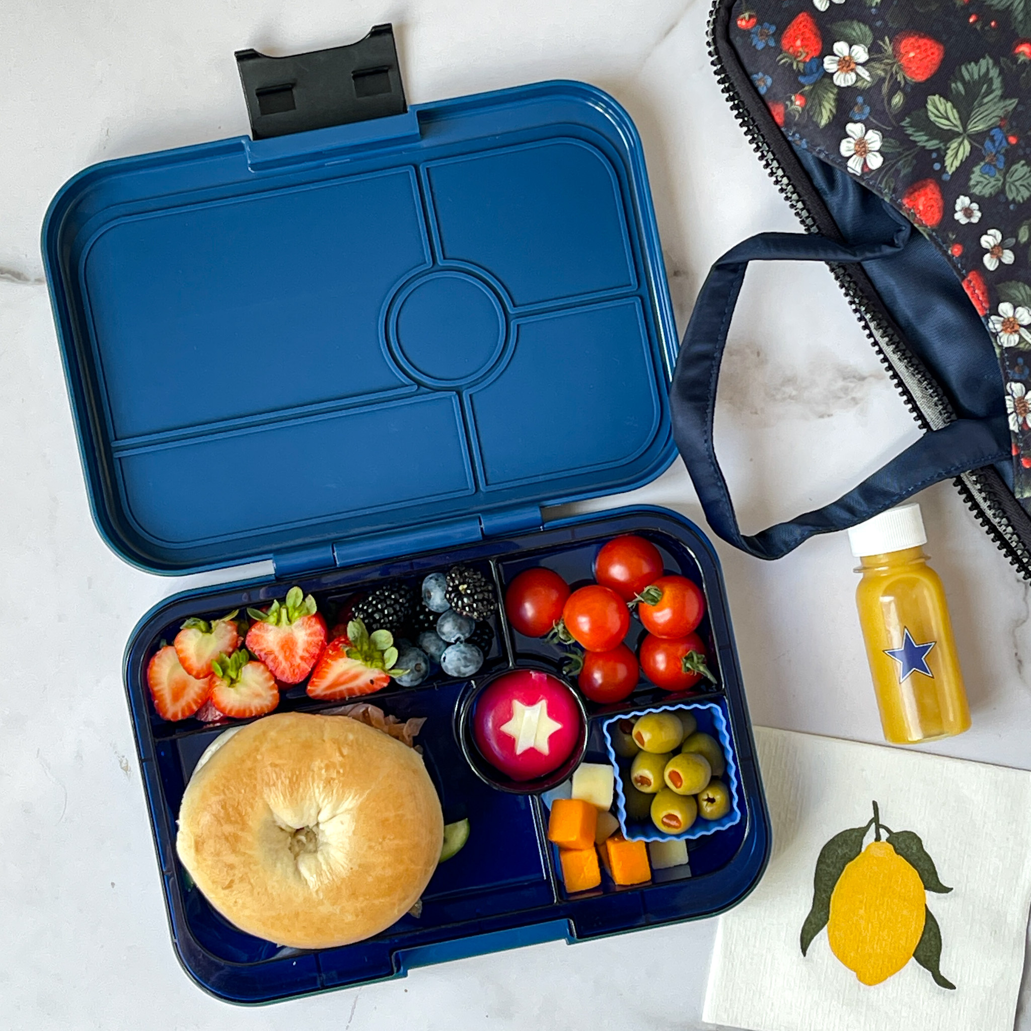 Yumbox Tapas XL - lekvrije Bento box lunchbox - 5 vakken - Monte Carlo Blue / Navy Clear tray-4