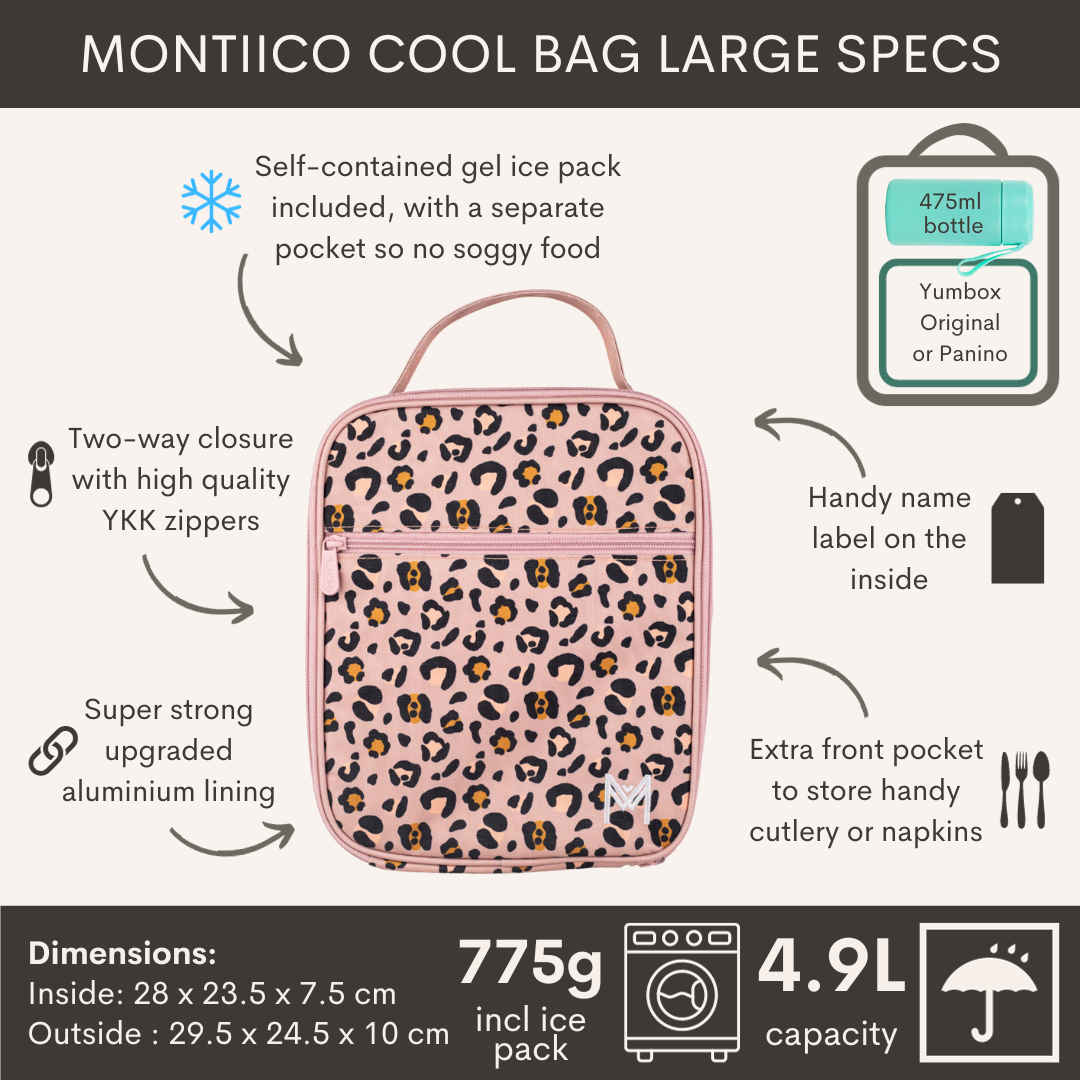 MontiiCo koeltas Large - Blossom Leopard - thermo lunchtas-2
