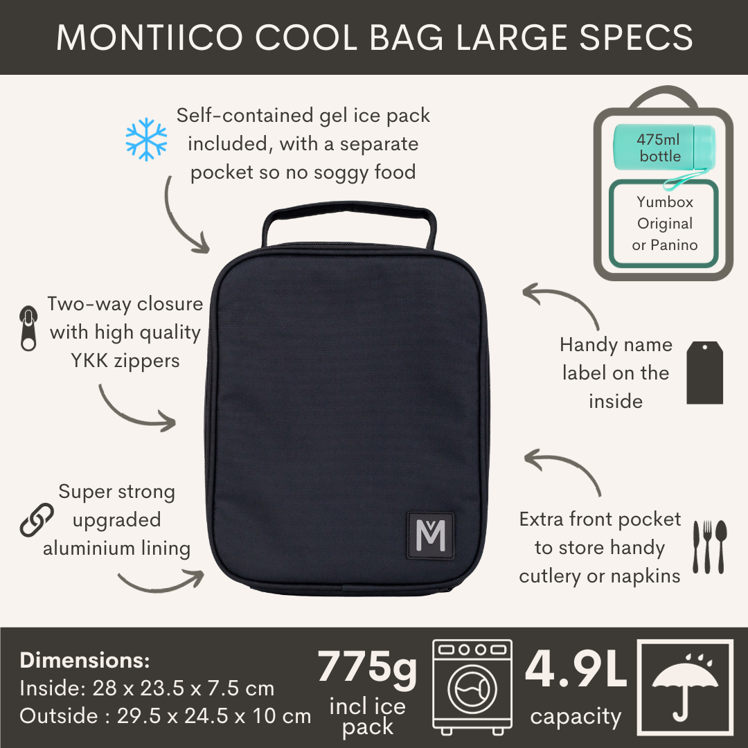 MontiiCo insulated Lunch bag Large - Midnight-2