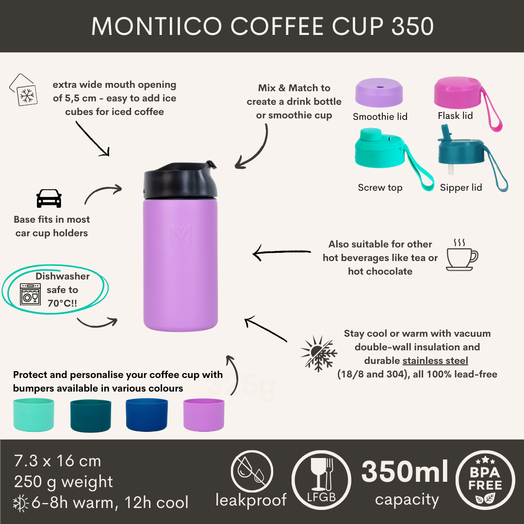 MontiiCo thermo Koffiebeker - 350 ml - Fusion range - RVS - Dusk/Midnight-3