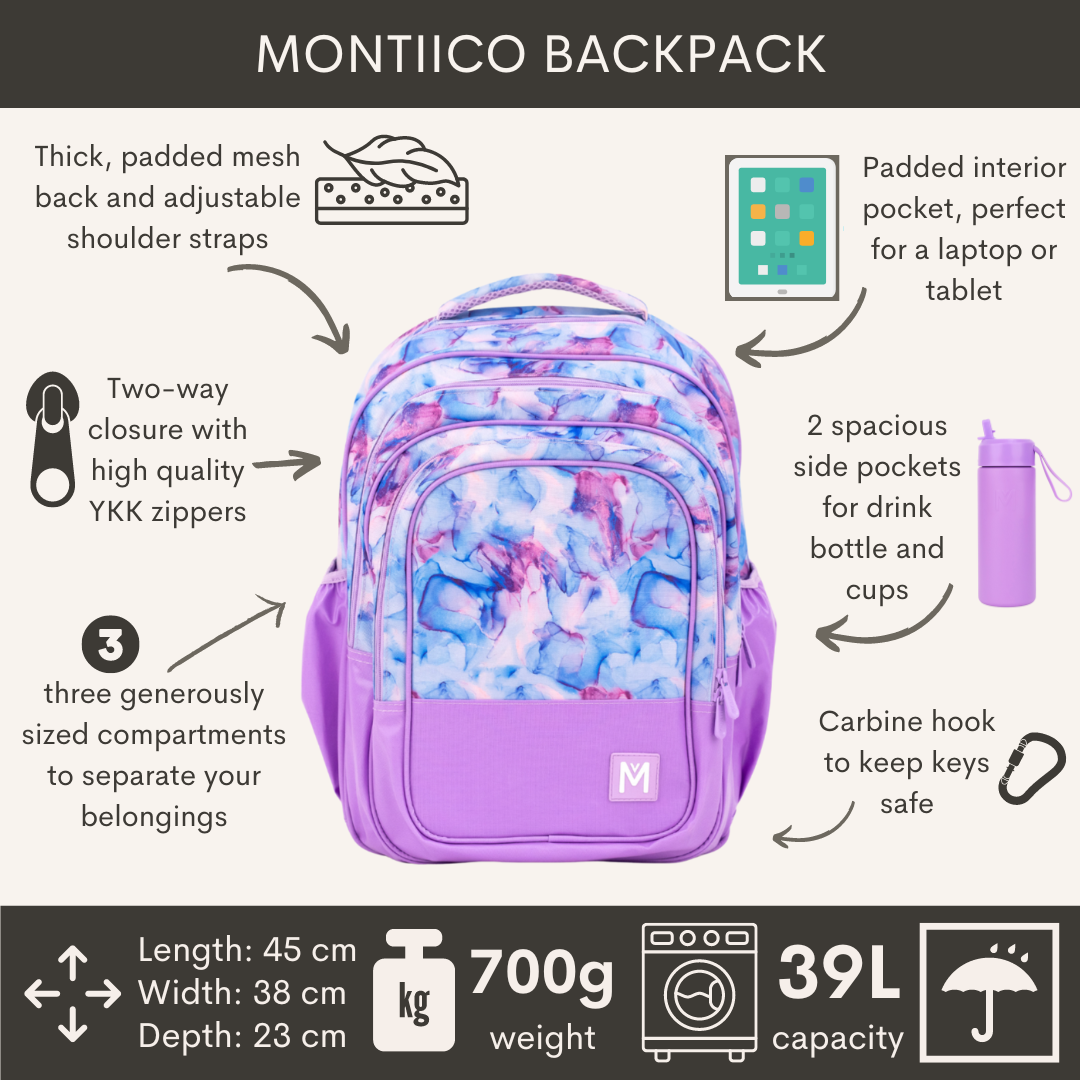 MontiiCo Backpack Aurora - school bag - Machine washable and water resistant - 3 compartments - 39 liters-3