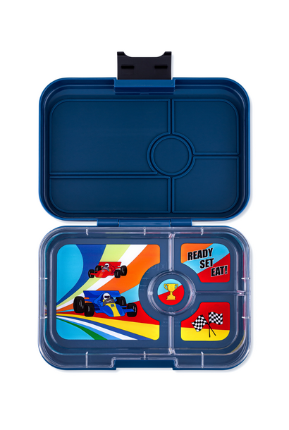 Yumbox Tapas XL 4-sections Monte Carlo Blue / Race Cars