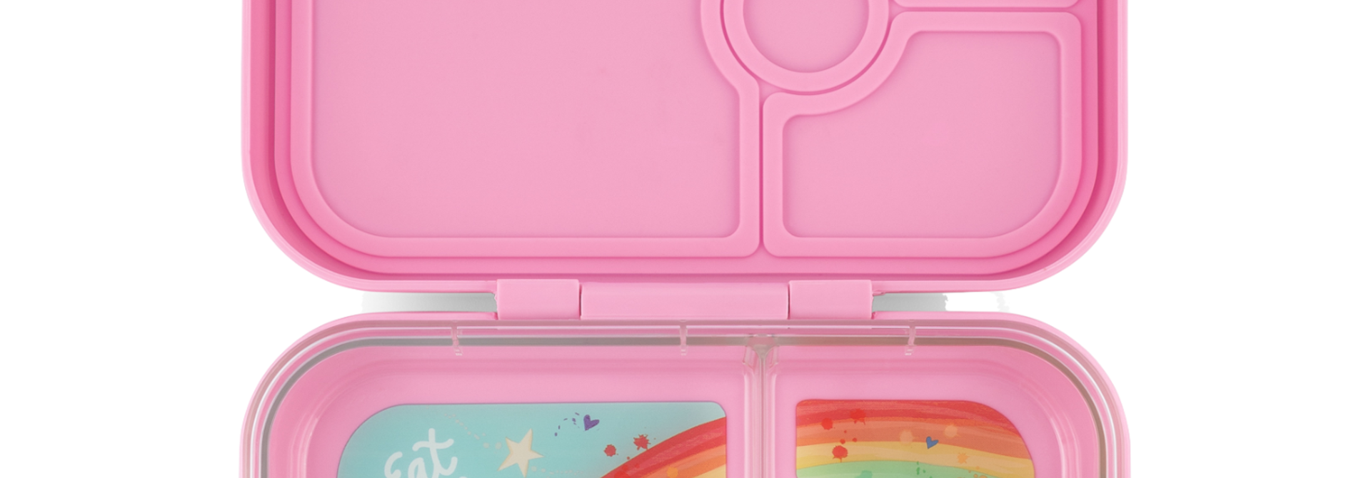 Yumbox Panino - Leakproof Sandwich friendly Bento box - 4-sections - Power Pink / Rainbow tray