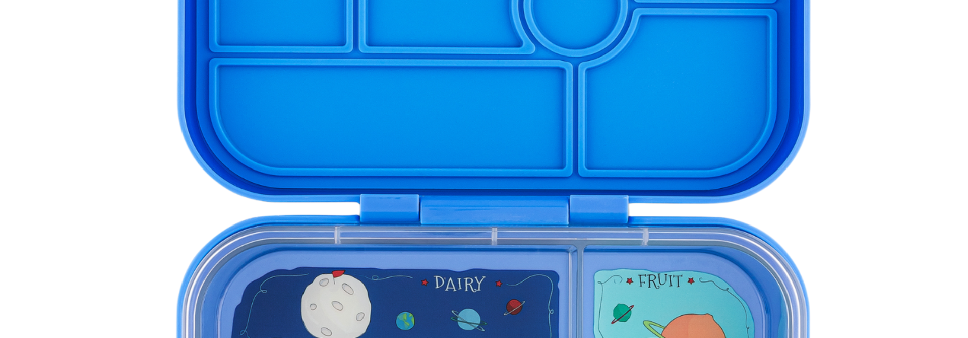 Yumbox Original - lekvrije Bento box lunchbox - 6 vakken - Surf Blauw / Raket tray