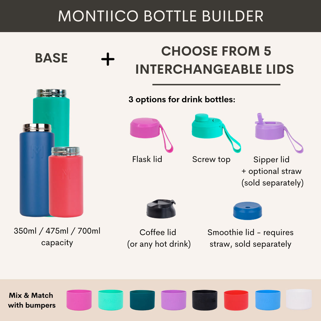 MontiiCo Fusion Sipper lid 2.0 - with carry strap - fits all Fusion bottles - Midnight-2
