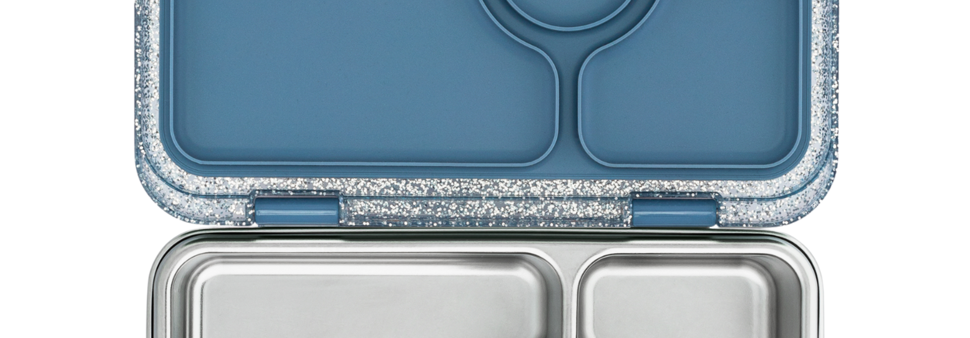 Yumbox Prêt Stainless steel - 4-sections - leakproof Bento lunch box - durable, food-safe materials - Paris Blue Glitter