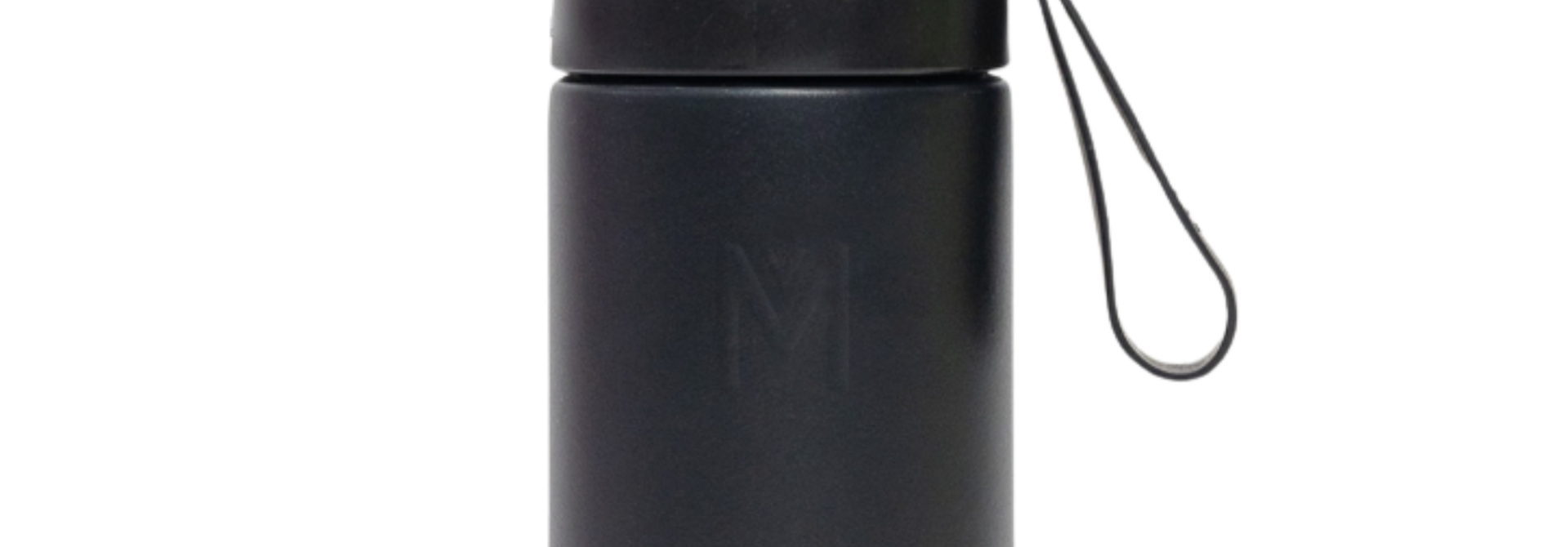 MontiiCo thermo drink bottle Sipper – 350 ml – stainless steel – with carry strap, stainless steel straw and bumper – Fusion range - Midnight black