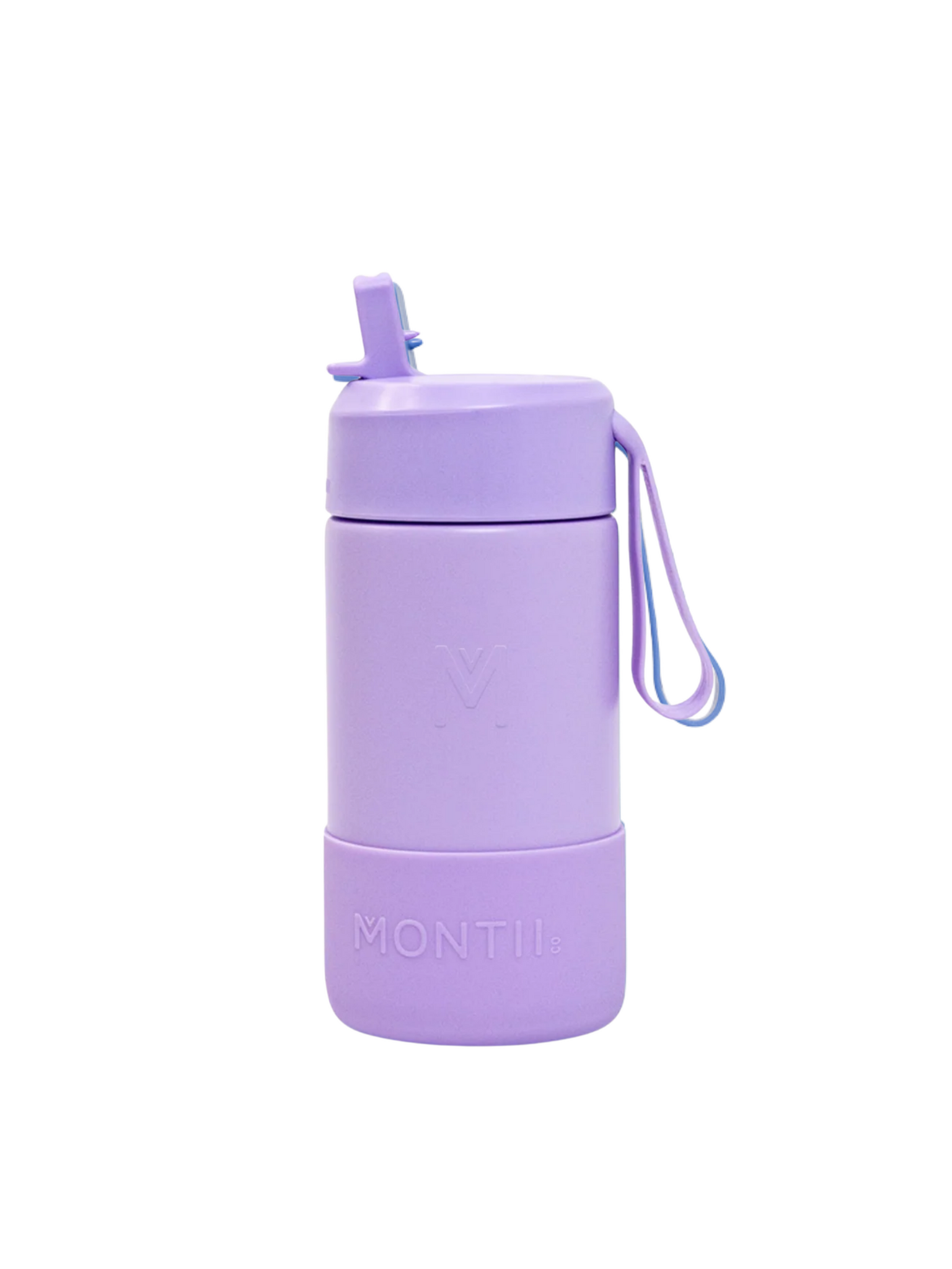 MontiiCo thermo drink bottle Sipper – 350 ml – stainless steel – with carry strap, stainless steel straw and bumper – Fusion range - Lilac-1
