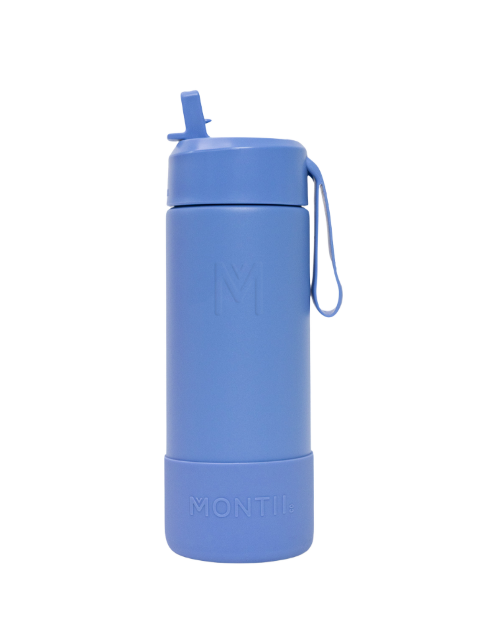 MontiiCo thermo drink bottle Sipper 475 ml – stainless steel – with carry strap, stainless steel straw and bumper – Fusion range - Splash blue-1