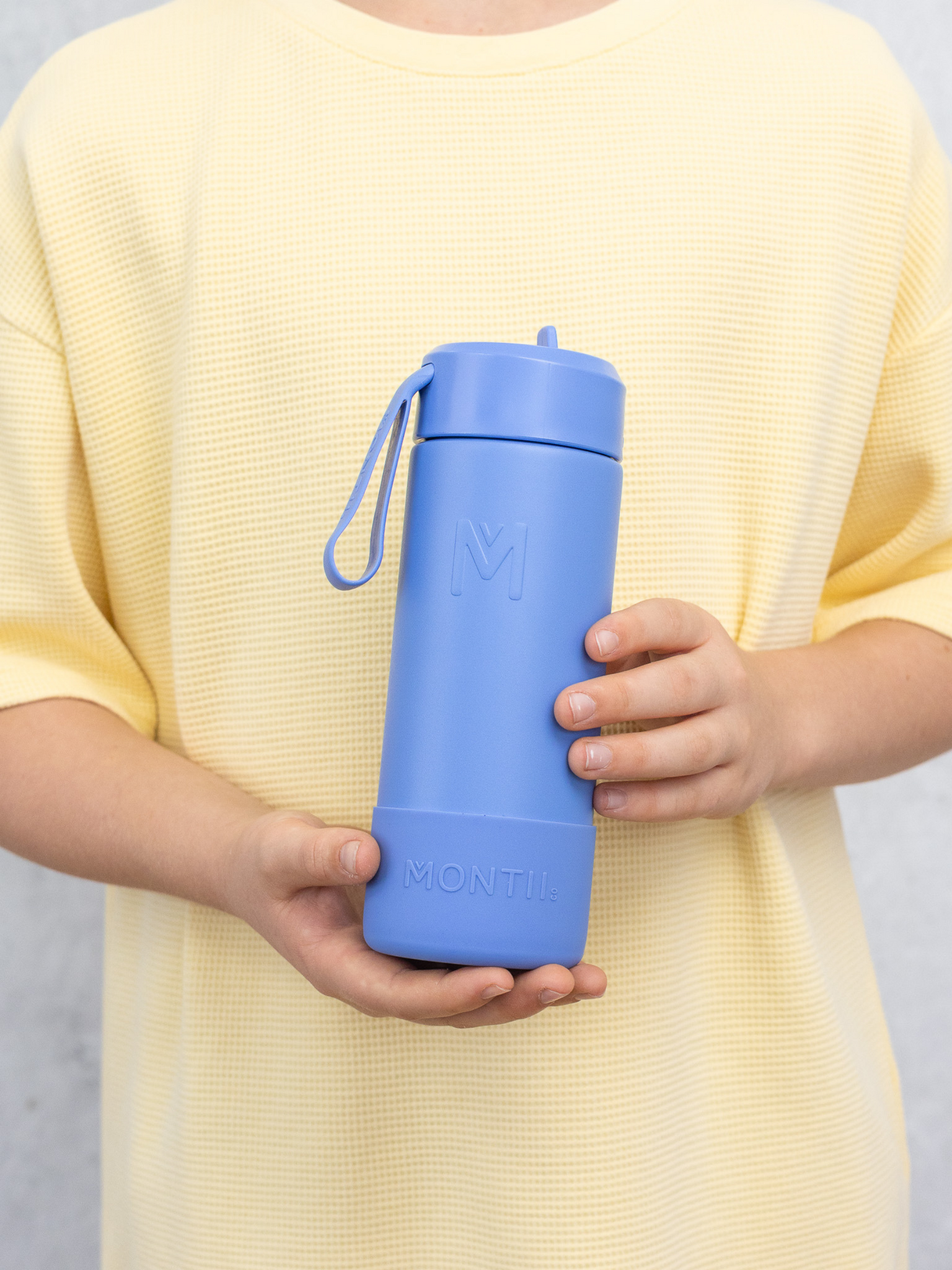 MontiiCo thermo drink bottle Sipper 475 ml – stainless steel – with carry strap, stainless steel straw and bumper – Fusion range - Splash blue-2