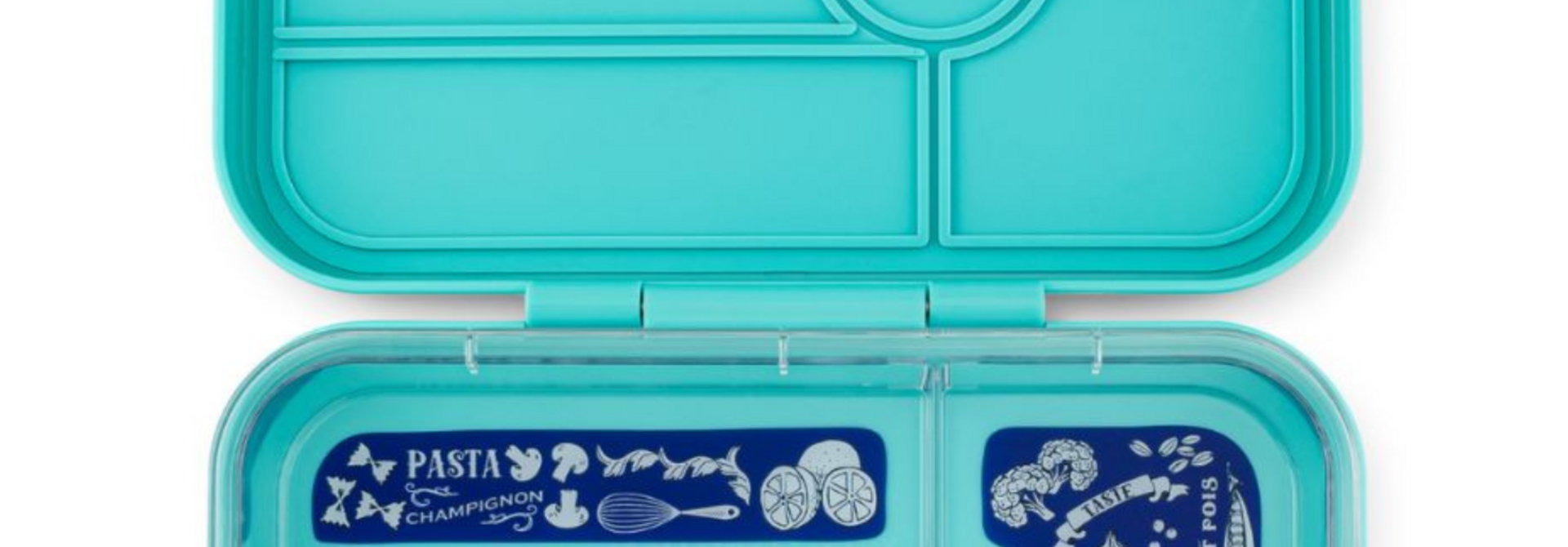 Yumbox Tapas XL - lekvrije Bento box lunchbox - 5 vakken - Antibes Blue / Bon Appetit tray