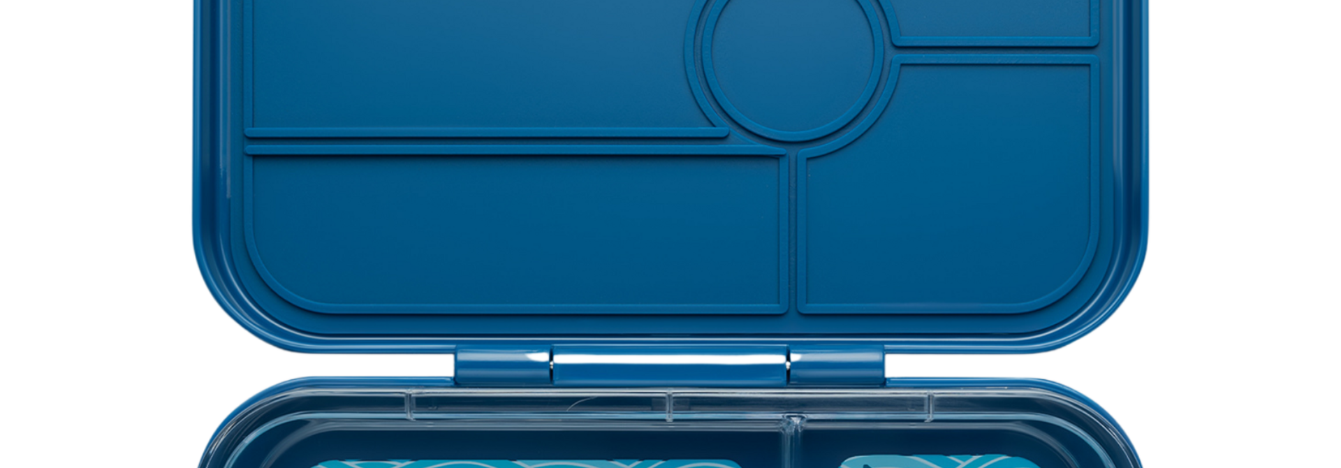 Yumbox Tapas XL - Leakproof big lunchbox - 4-sections - Monte Carlo Blue / Shark tray