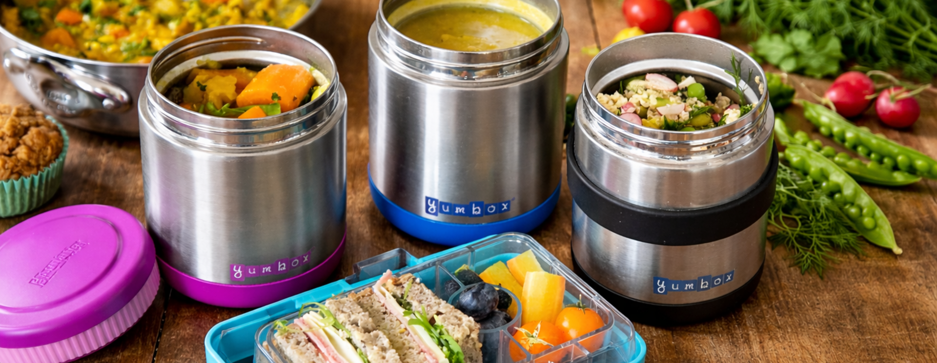 Thermos flessen en potten van Yumbox en MontiiCo