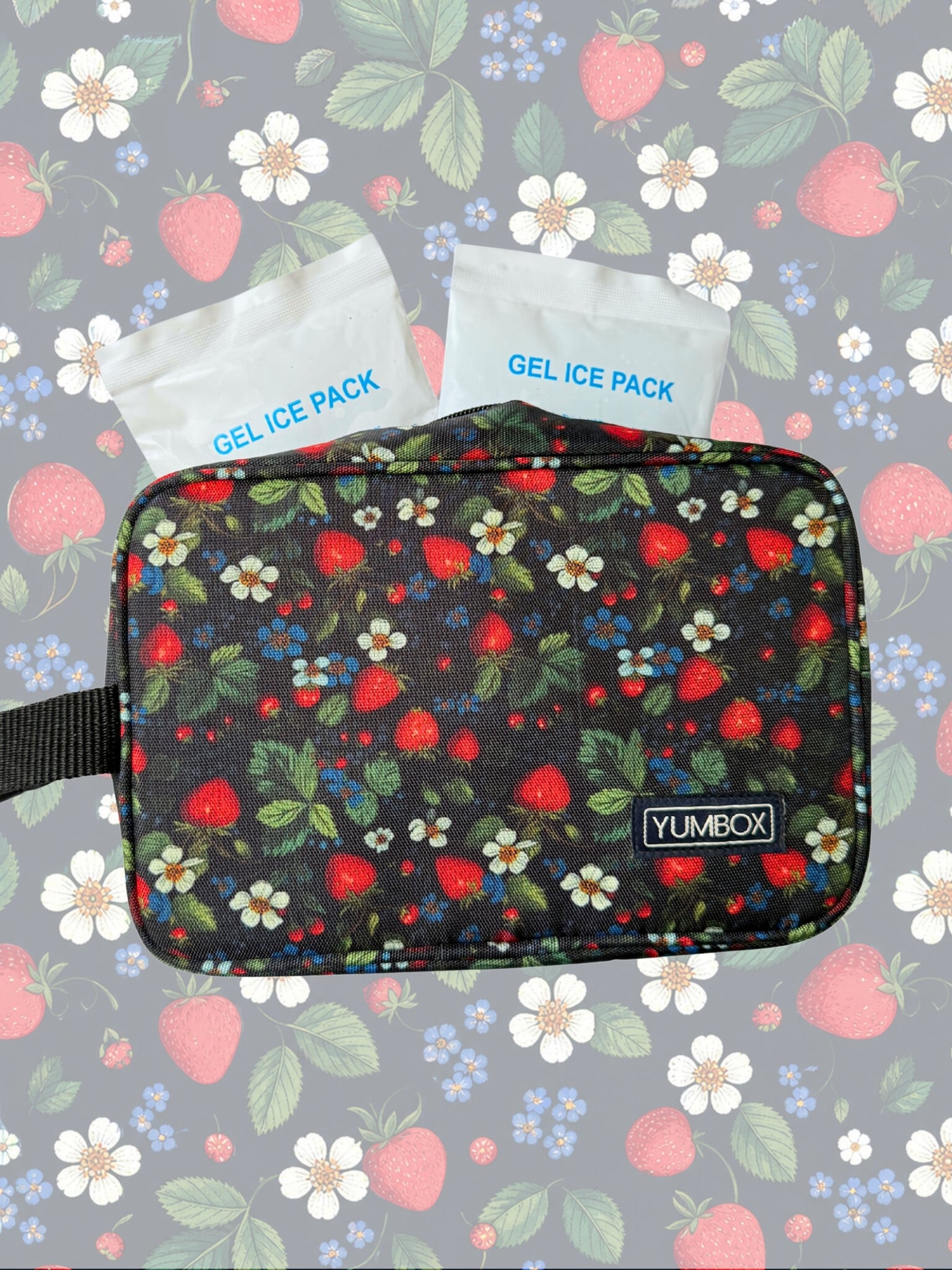 Yumbox Chill Bag — with 2 removable gel ice packs — Strawberries-3