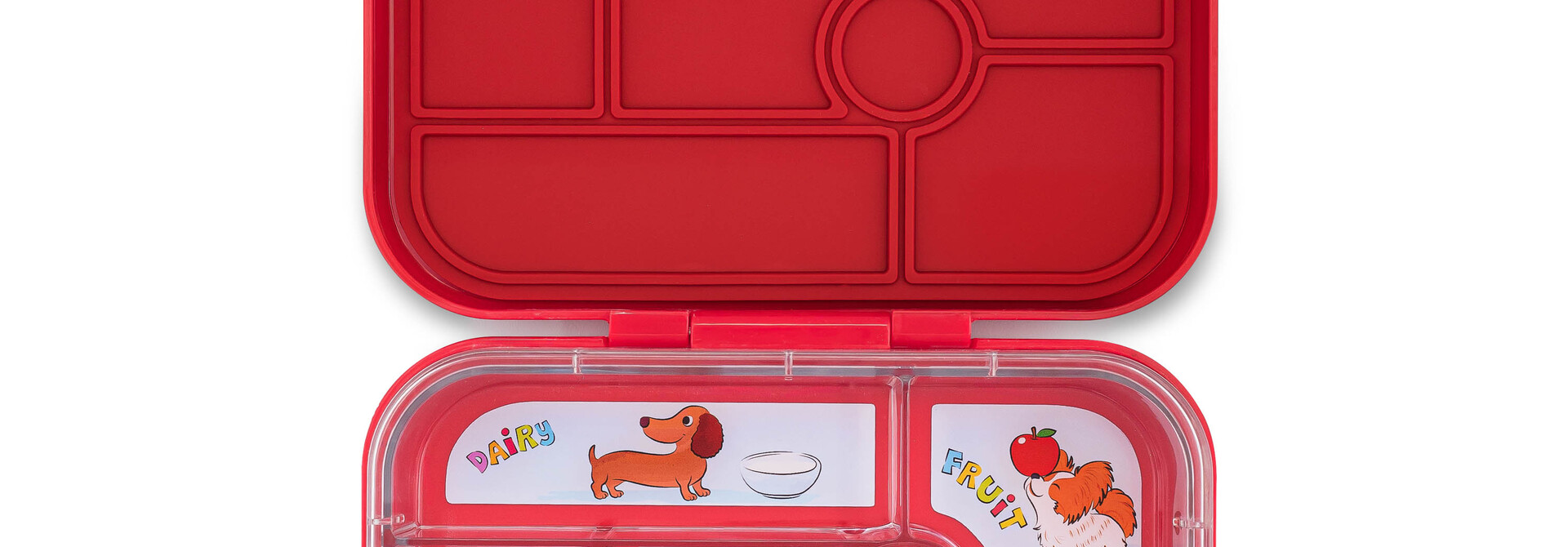 Yumbox Original - lekvrije Bento box lunchbox - 6 vakken - Wow Red / Cats & Dogs tray