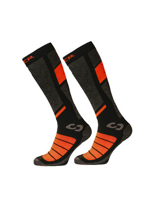 Sinner Sinner Pro II Unisex Ski Sokken Zwart Oranje - Double Pack