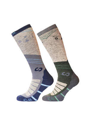 Sinner Sinner Ski Mountain Mens Ski Sokken Grijs - Double Pack