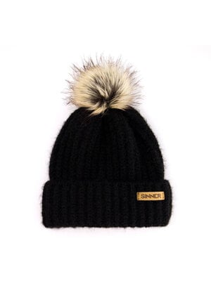 Sinner Sinner Mossy Beanie Muts Met Pom - Zwart